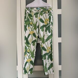 J. McLaughlin Green and Yellow Floral Straight Leg Pants. Casual pants. Size 10